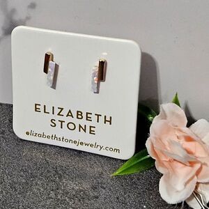 Elizabeth Stone mod bar earrings OPAL & ROSE GOLD NEW